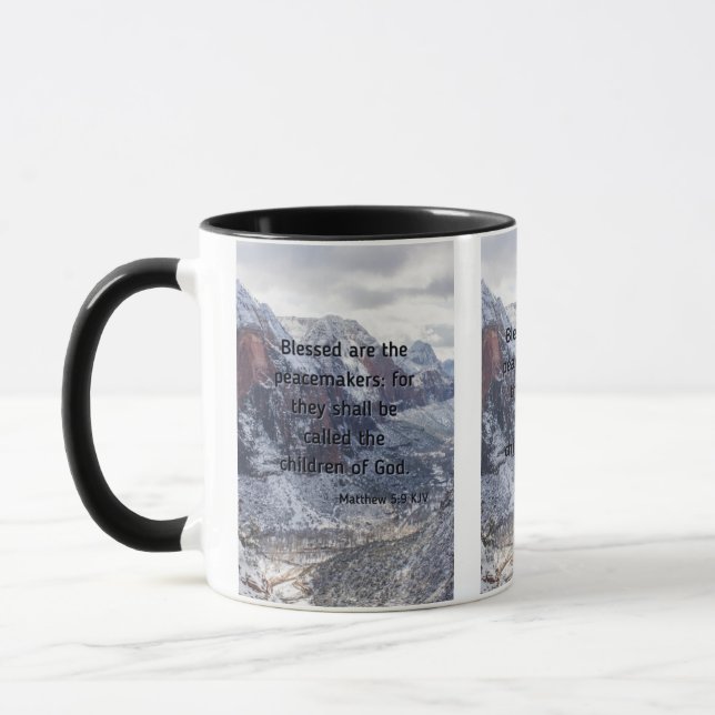Caneca Mathew 5:9 Bíblia Verso Mug De Dois Toneladas (Esquerda)