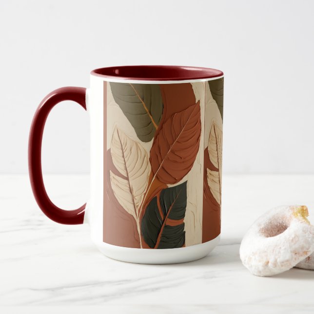 Caneca Matizes de Fluxo | Pintura de folha abstrato (Com Donut)