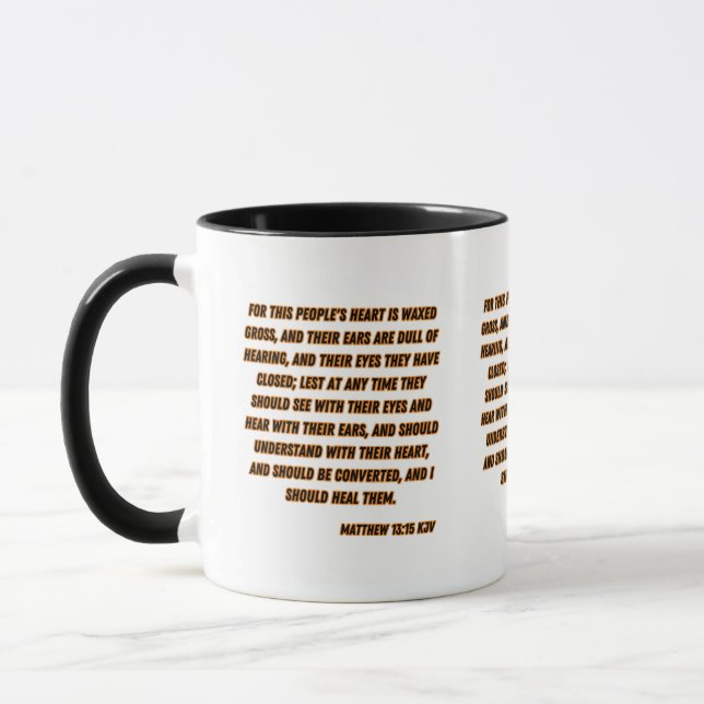 Caneca Matthew 13:15 KJV Bíblia Verso Dois-Tom (Esquerda)