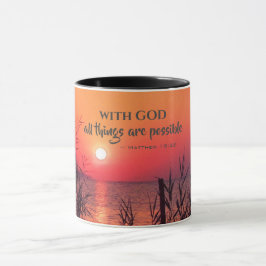 Caneca Matthew 19:26 Com Deus, todas as coisas são possív