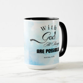 Caneca Matthew 19:26 Design de Tipografia