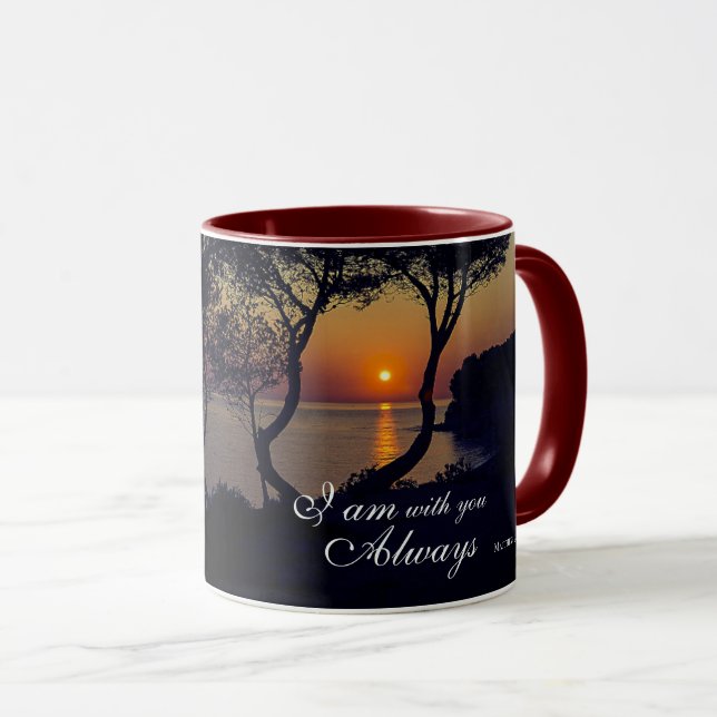 Caneca Matthew 28:20 Estou com você sempre Ouro Sunset (Frente Esquerda)
