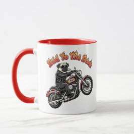 Caneca Mau até os Ossos "Atitude Pugly" Pug Motoqueiro