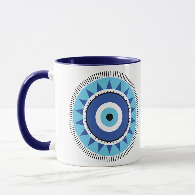 Caneca Mau grego azul branco (Esquerda)