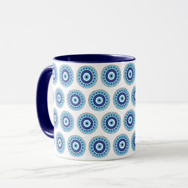 Caneca Mau grego azul branco (Frente Esquerda)