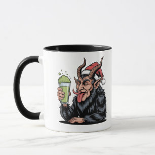 Caneca Mau Krampus Bebendo Beber Verde Matcha Xmas