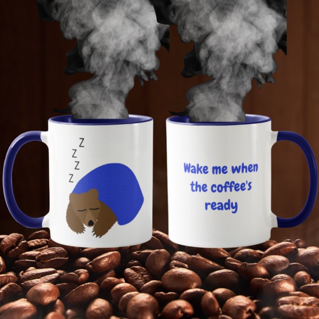 Caneca Me Acorde Quando o Café Estiver Pronto Urso Adorme (Criador carregado)