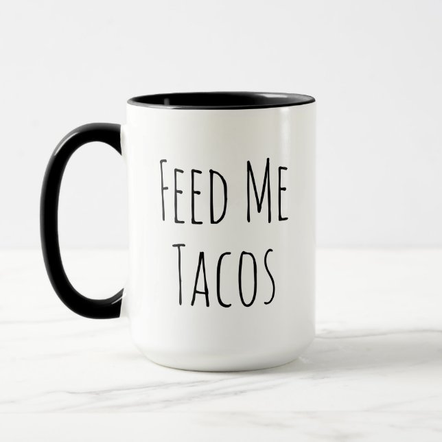 Caneca Me Alimente de Tacos | Presente Divertido para Ama (Esquerda)