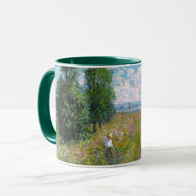 Caneca "Meadow" com Poplars por Claude Monet (Frente Esquerda)