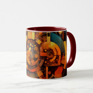 Caneca Mecanismo Solar Steampunk Abstrato