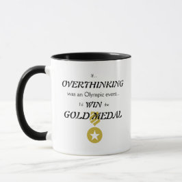 Caneca Medalha Dourada de pensar em excesso