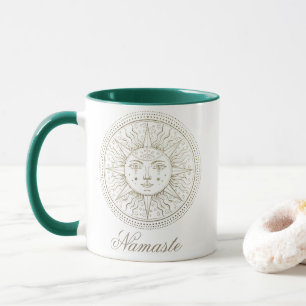 Caneca Medalhão Celestial   Boho Zodiodó Face Dourada