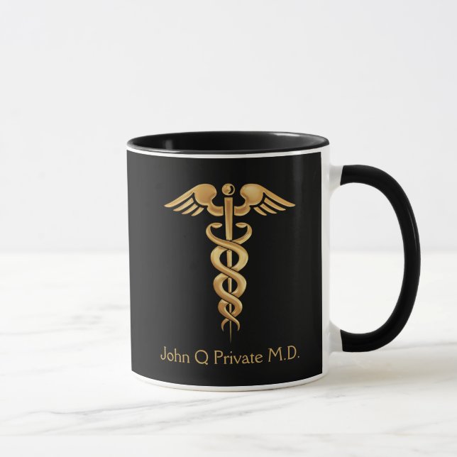 Caneca Médico Dourado ou Personalizado de Enfermeira (Direita)