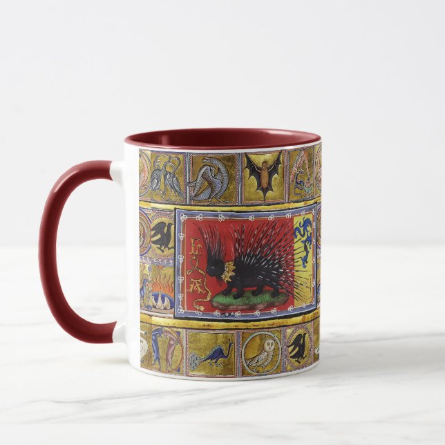 Caneca MEDIEVAL BESTIARY,BLACK HEDGEHOG KING and ANIMALS  (Esquerda)