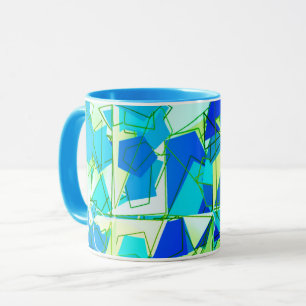 Caneca Médio do século Abstrato, Aqua & Cerulean Blue