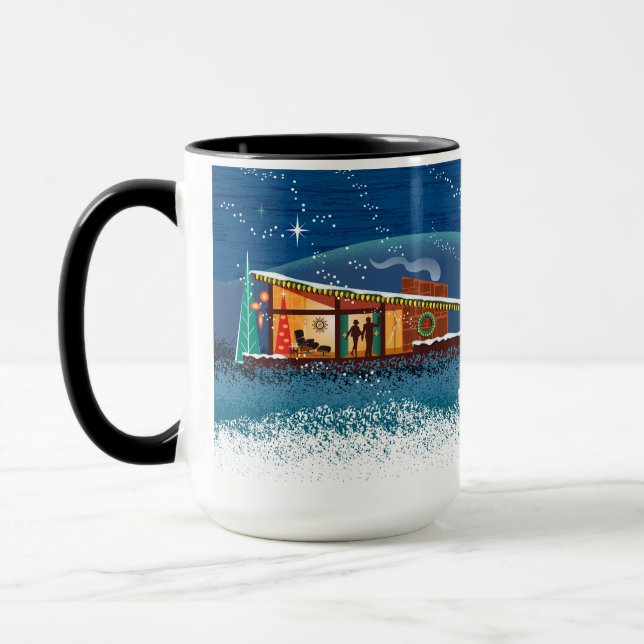 Caneca Médio Século Moderno Casas da Cena de Natal Mug (Esquerda)