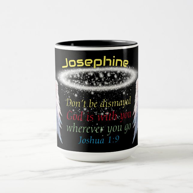 Caneca Meditação de Mensagem de Fé Cristã Joshua 1:9 (Centro)