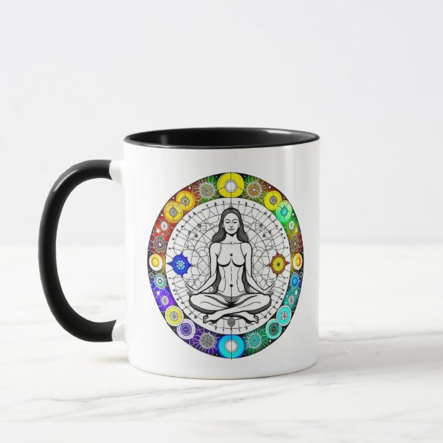 Caneca Meditação de Serenidade em Busca de Ioga Espiritua (Esquerda)