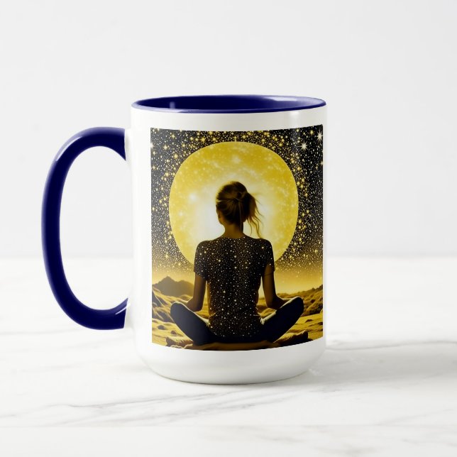 Caneca Meditação feminina Om Shanti Shanti Shanti Shanti (Esquerda)