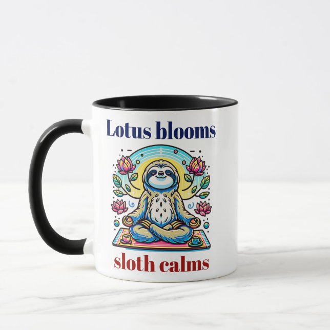 Caneca Meditação Pacífica de Lama com Flores de Lotus (Esquerda)