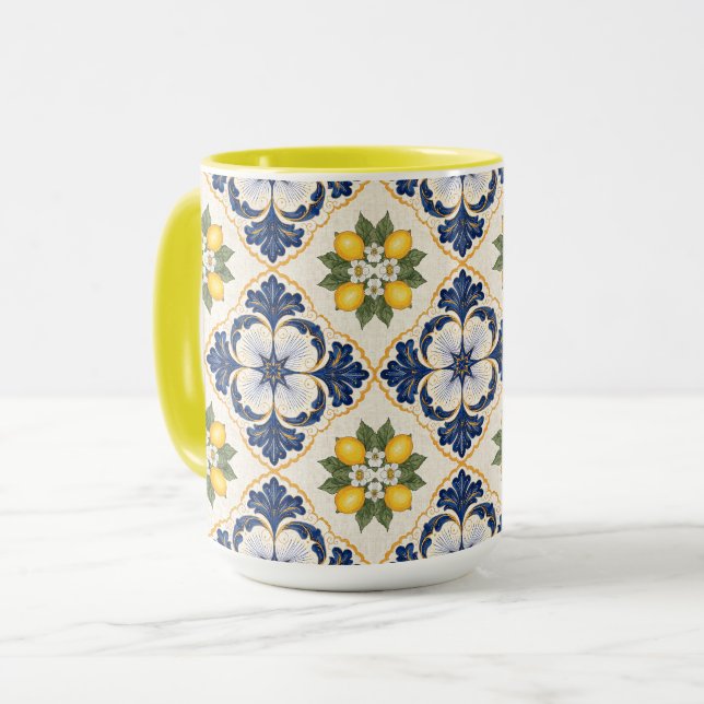 Caneca Mediterranean Lemon Tile Italian Talavera (Frente Esquerda)
