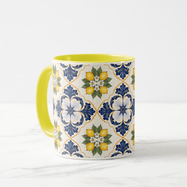 Caneca Mediterranean Lemon Tile Italian Talavera (Frente Esquerda)