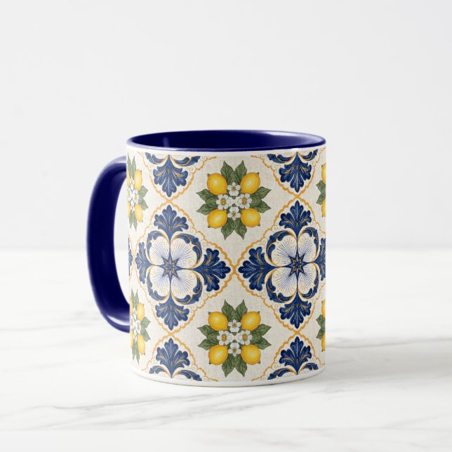 Caneca Mediterranean Lemon Tile Italian Talavera (Frente Esquerda)