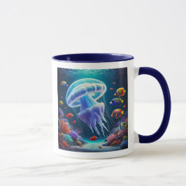 Caneca Méduses et poissons tropicaux dans un récif.