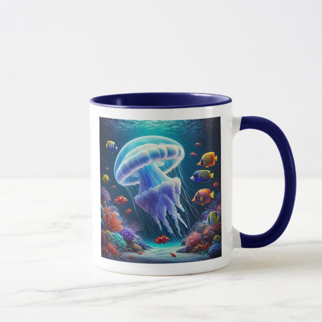 Caneca Méduses et poissons tropicaux dans un récif. (Direita)