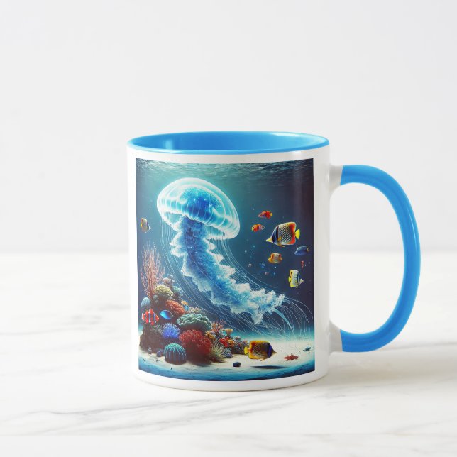 Caneca Méduses lumineuses et poissons tropicaux. (Direita)