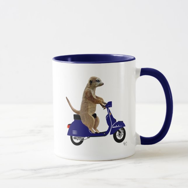Caneca Meerkat em Blue Moped Escuro (Direita)