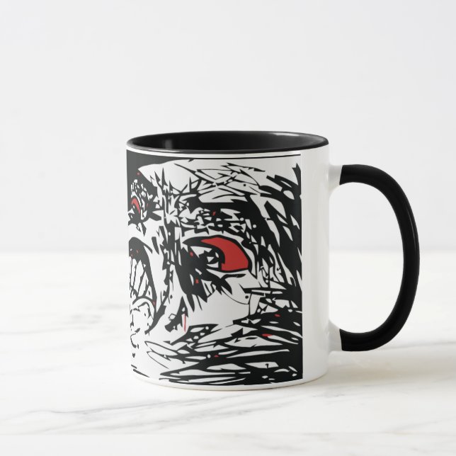 Caneca mega do café da cara da raiva (Direita)