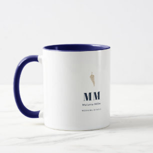 Caneca Meia-Noite Chic Botânico Samambaia Nome Personaliz