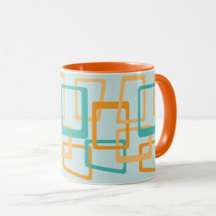 Caneca Meio século Atômico Retângulo Aqua, Laranja