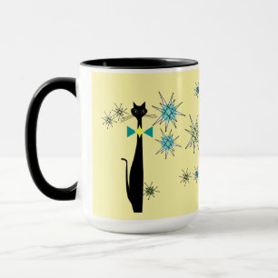 Caneca Meio século de Gato e Estrelas Legal da Era Atômic