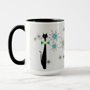 Caneca Meio século de Gato e Estrelas Legal da Era Atômic