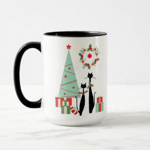 Caneca Meio século de Natal dos Gatos Legal Moderno