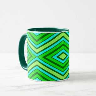Caneca Meio século Diamond Pattern Jade Green e Aqua