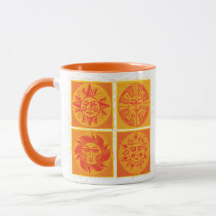 Caneca Meio século Sol Laranja Moderno Roda Mug