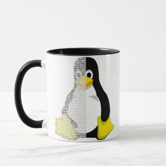 Caneca Meio texto do mascote do tux