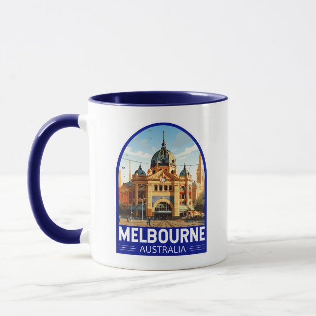 Caneca Melbourne Austrália Viagem Art Vintage (Esquerda)