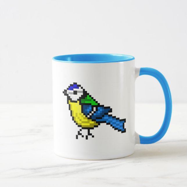 Caneca Melharuco azul da arte bonito do pixel (Direita)