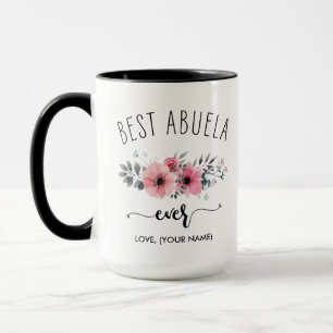 Caneca Melhor Abuela - (SEU NOME) Buquê Rosa Mug