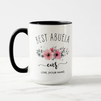 Caneca Melhor Abuela - (SEU NOME) Buquê Rosa Mug