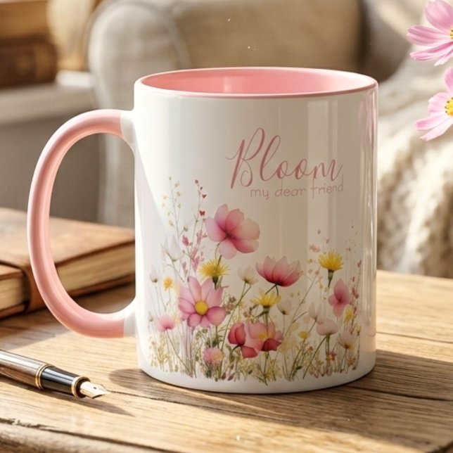 Caneca Melhor Amiga Flor Silvestre Aniversário Flora (Whimsical wildflower bloom for your best friend — perfect birthday gift idea for her.)