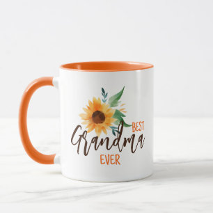 Caneca Melhor Avó Alguma Vez Floral Sunflower Personaliza