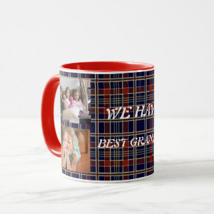 Caneca Melhor Avó com 4 Fotos Xadrez Tartã
