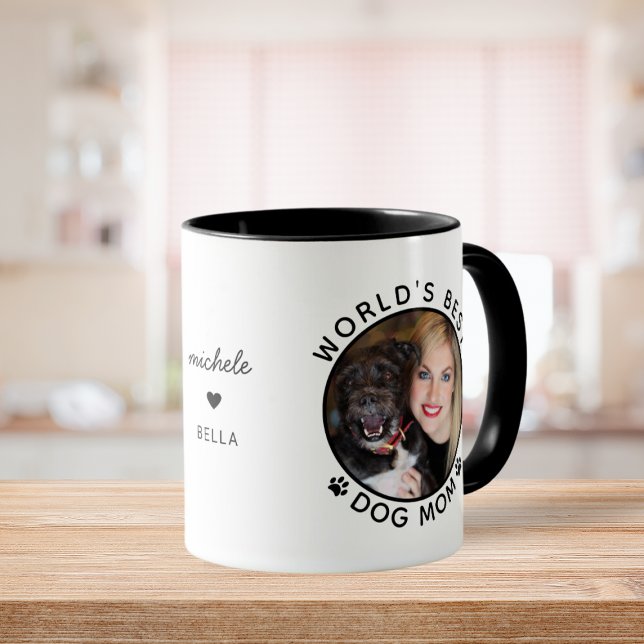 Caneca Melhor Cachorro do Mundo Foto personalizada de Pet (Cute World's Best Dog Mom Custom Name Pet Photo Mug)