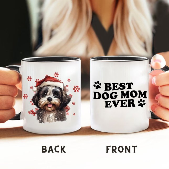 Caneca Melhor Cachorro Mãe De Natal Cachorro Shih Tzu (Criador carregado)