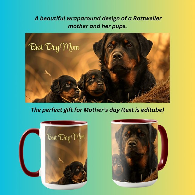 Caneca Melhor Cão Mãe Rottweiler (Criador carregado)